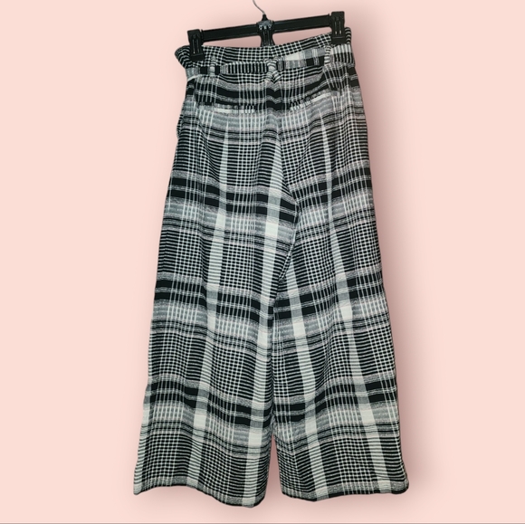 Ett:wa By Anthropologie Wide Leg Culottes Pants Black And White Plaid Women's 0 - Picture 2 of 3